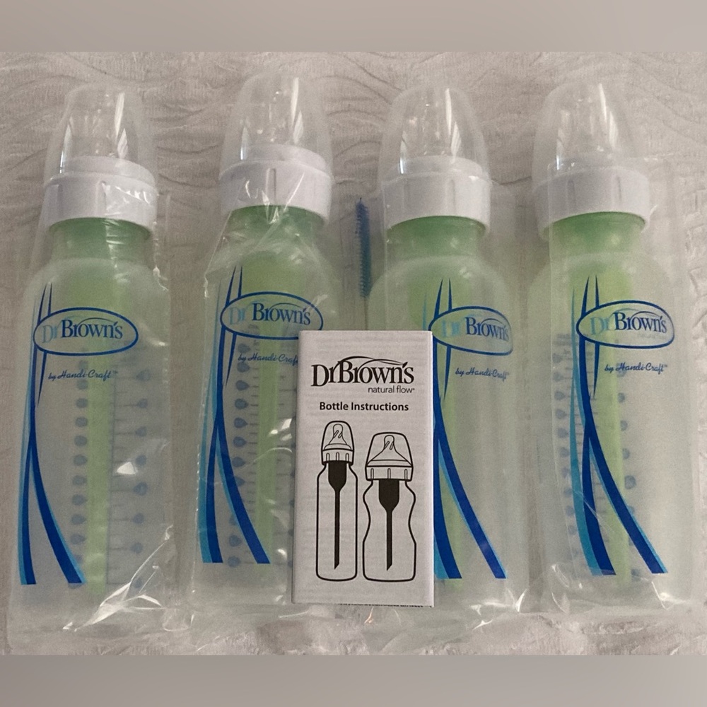 Dr. Brown's Anti-colic Four (4) Narrow Natural Flow 8 oz. Baby Bottle NEW IN BOX